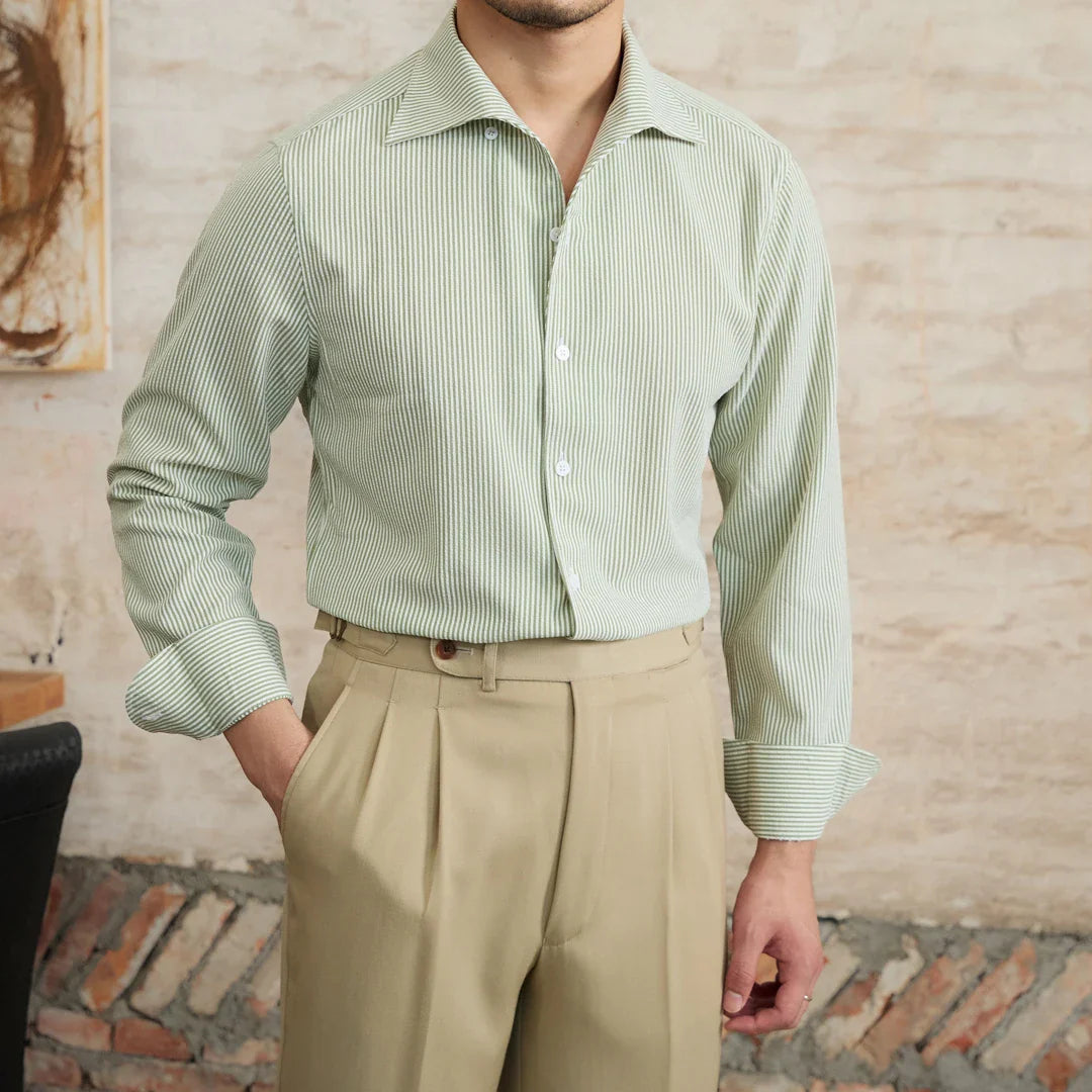 Chemise Rayée vert homme