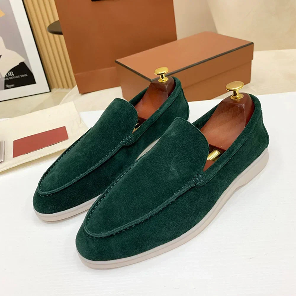 Mocassin homme daim vert