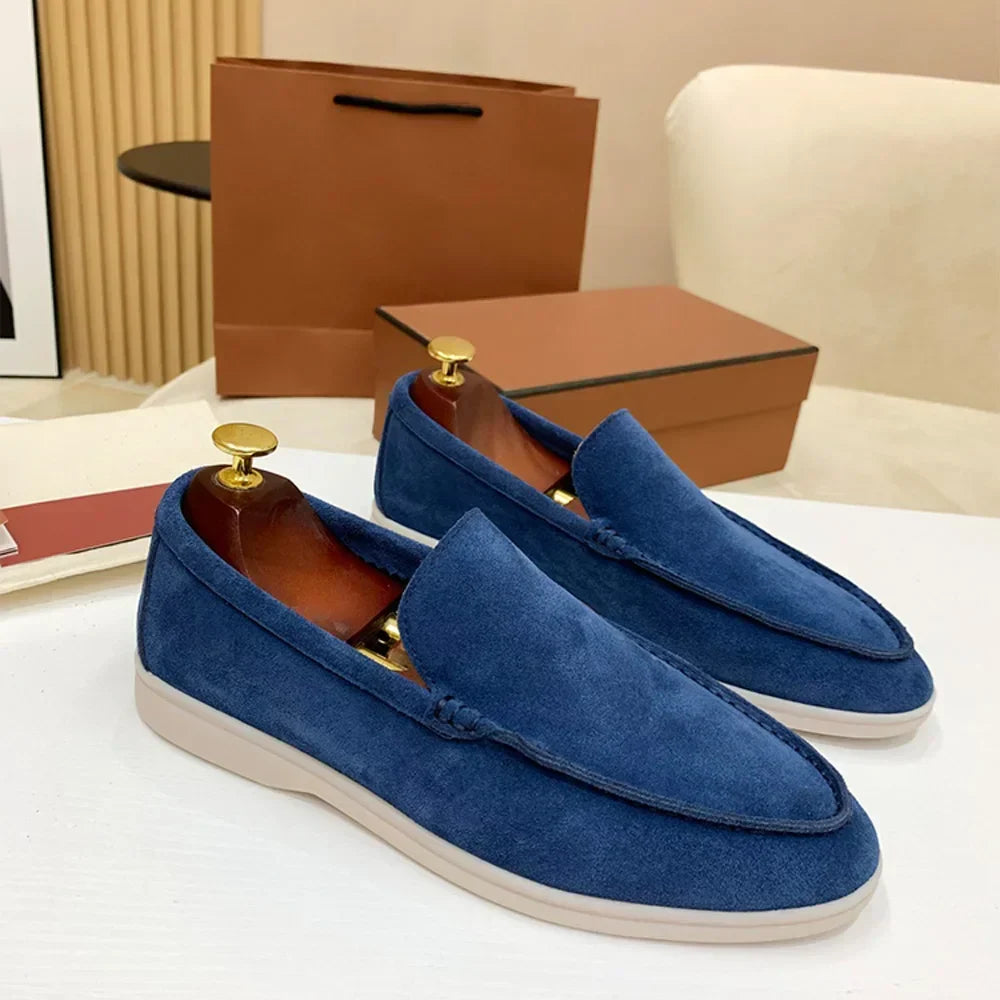 Mocassin homme daim bleu