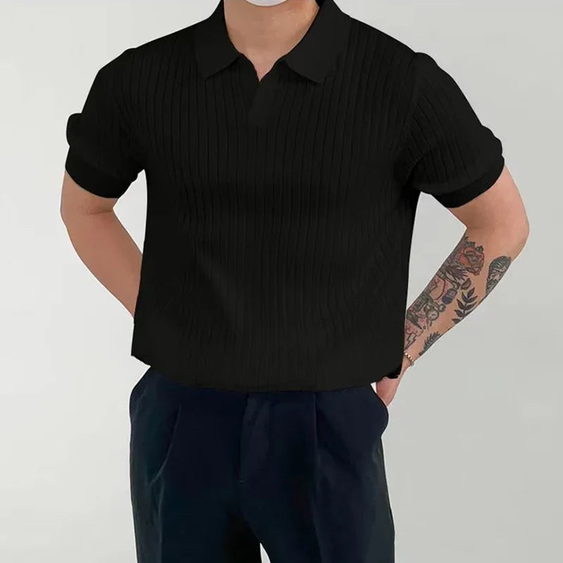 Black knit polo