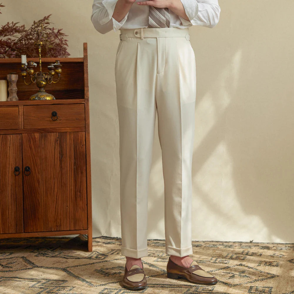 Pantalon a pince beige homme