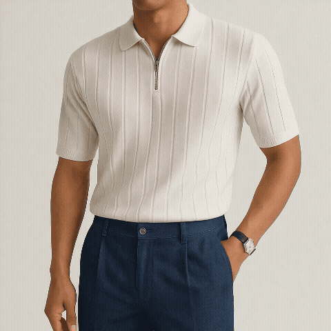 Polo Zippé Homme Manche Courte