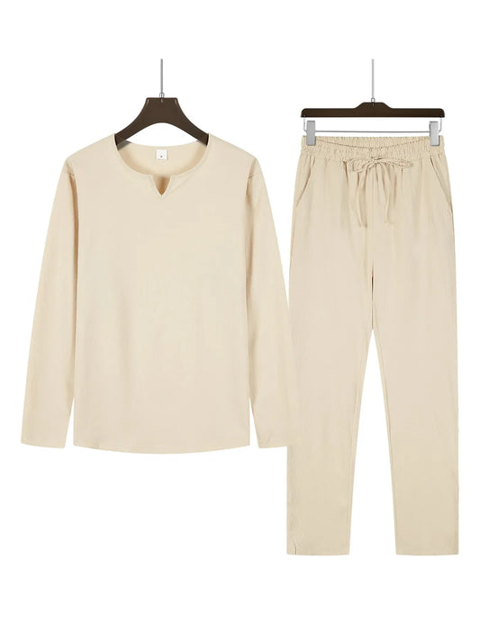 Ensemble lin beige homme