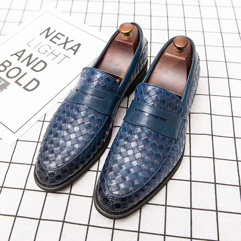 Mocassin cuir tressé homme