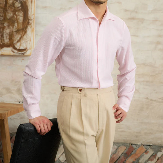 Chemise Rayée rose homme