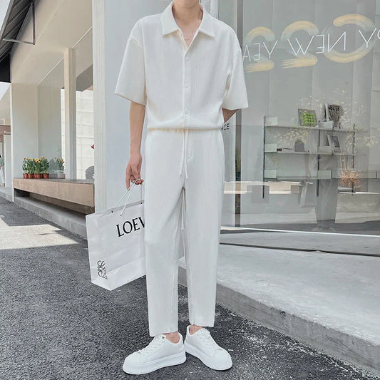 Ensemble plissé blanc homme