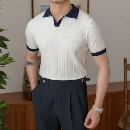 Polo blanc col bleu