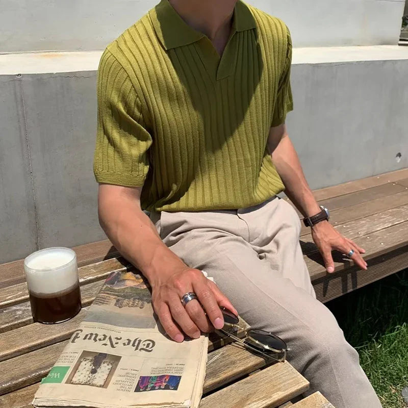 Green knit polo
