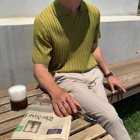 Green knit polo