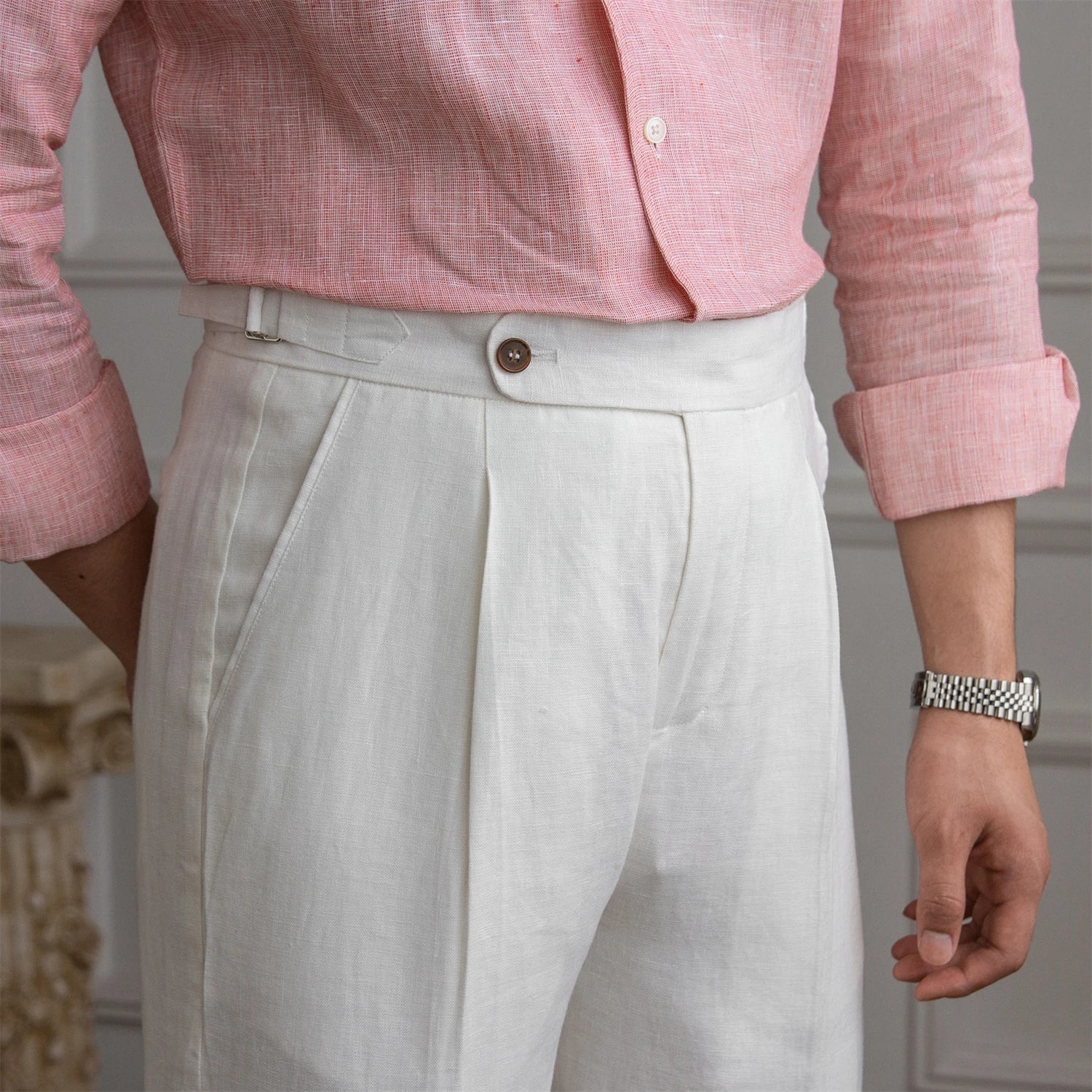 Pantalon pince lin homme
