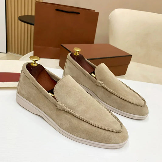 Mocassin homme daim kaki