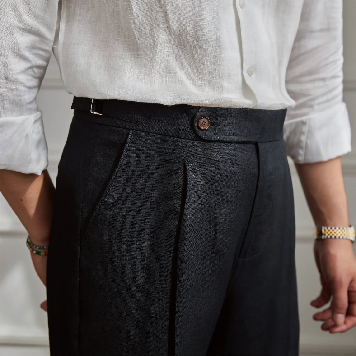 Pantalon pince lin homme