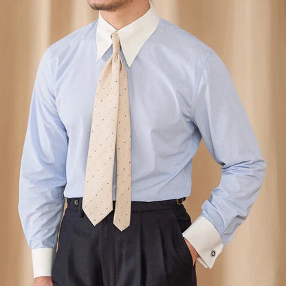 Chemise bleu col blanc homme