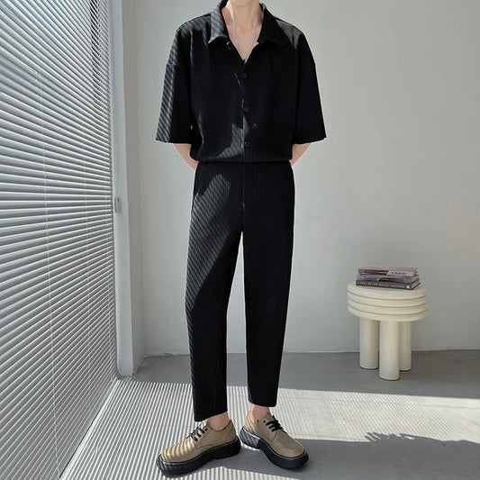 Ensemble plissé noir homme