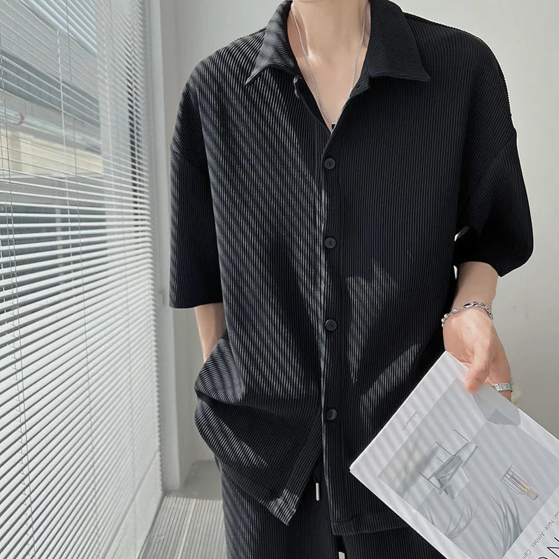 Ensemble plissé noir homme