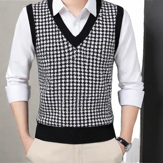 Pull jacquard homme sans manche